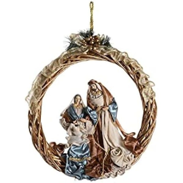 Julekrybbe - DKD HOME DECOR - Estándar - Blå og guld - Polyester - 22 x 51 x 51 cm