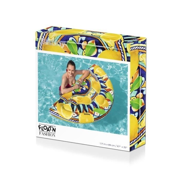 Oppustelig ø - BESTWAY - Splash of Sicily - PVC - Gul - 171 x 89 cm - Maksimal belastning 90 kg - Sikkerhedsventiler