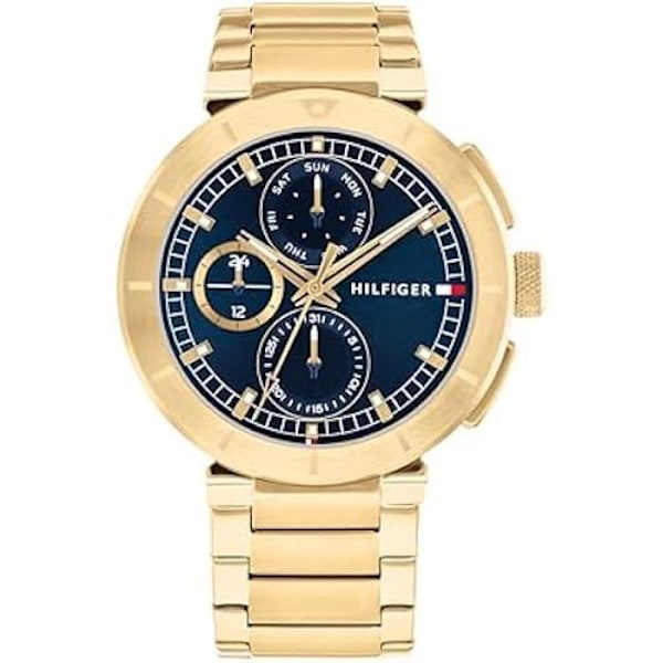 Tommy Hilfiger Analogisk Multifunktion Quartz Klocka för Herr med Armband av Rostfritt Stål Blå