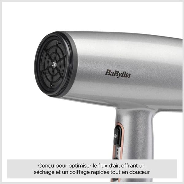 Hårføner - BABYLISS - D580DE - Cosmos - 2100 W - Diffuser - Let og kompakt Sølvgrå og sort