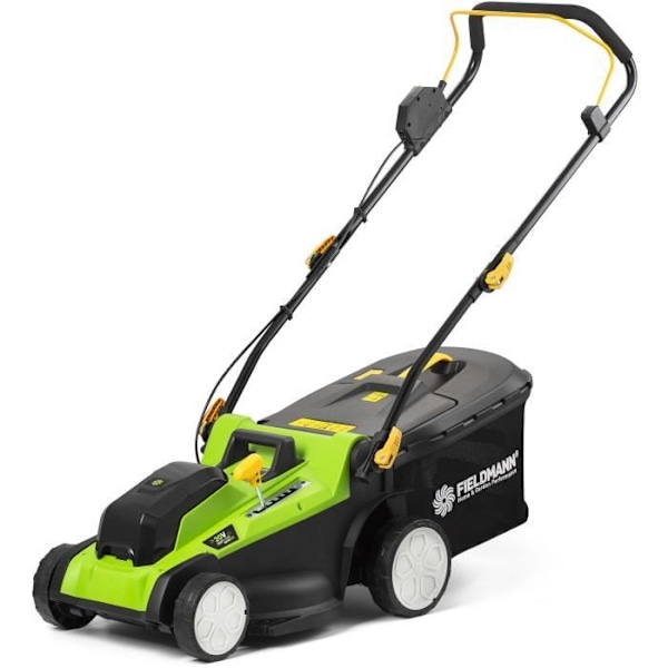 Gräsklippare utan sladd - FIELDMANN - 20V - Klippbredd 37 cm - Max höjd 75 mm - Batteri och laddare ingår inte Grön och svart