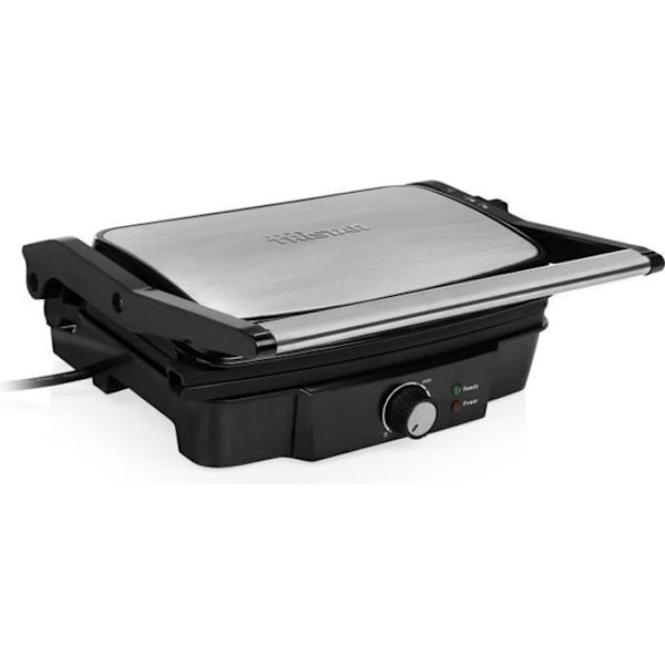 Tristar elektrisk grill - 1500W - 27,8x17cm kokplatta - Justerbar termostat - Non-stick beläggning Svart och rostfritt stål