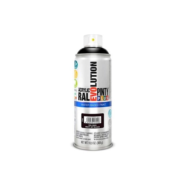 Sprayfärg - GENERISK - Pintyplus Evolution - 520cc - Mörk Matt Svart - Vattenbaserad Mörk Matt svart