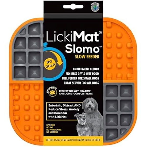 Slickmatta - LICKIMAT - Slomo - Orange - För medelstora hundar - Främjar hälsosam kost Orange