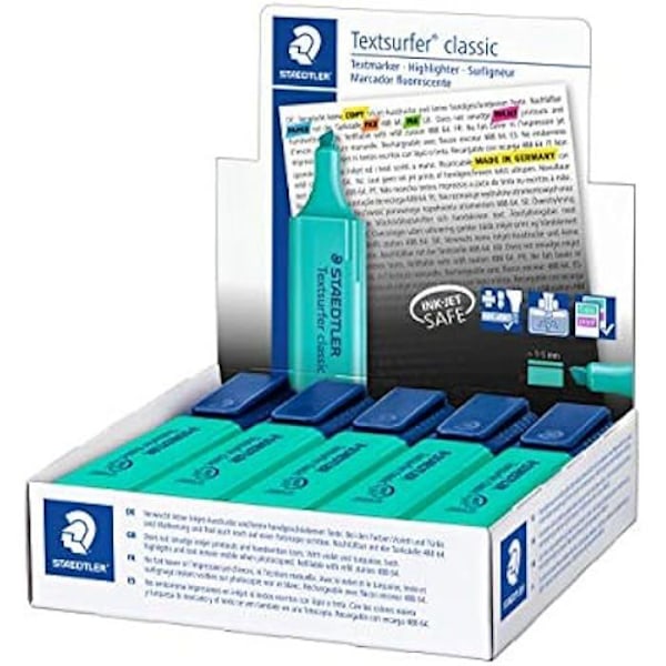 Highlighter - STAEDTLER - Textsurfer classic 364 - Fasad spets 1 till 5 mm - Turkos färg - InkJet säker Turkos