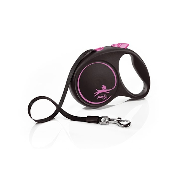 Udtrækkelig snor - Flexi - FU22T5-251-S-CP - 5m - Sort/Pink - Til hunde op til 25 kg svart/rosa