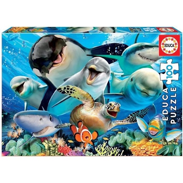 Eläimet Puzzle 100 kpl - EDUCA - Vedenalainen selfie