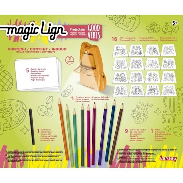 Magic Lign - LANSAY - Good vibes projektor - 50 illustrationer - Fra 5 år Flerfärgad