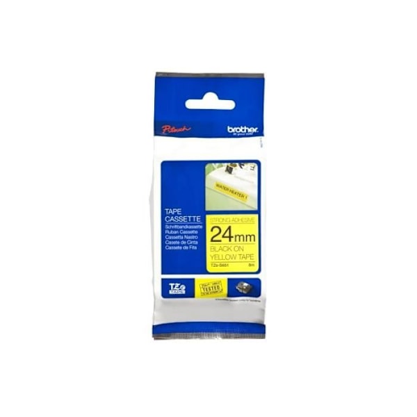 BROTHER P-TOUCH TZE-S651 lamineret tape - sort / gul - 24 mm - ekstra stærk klæbende