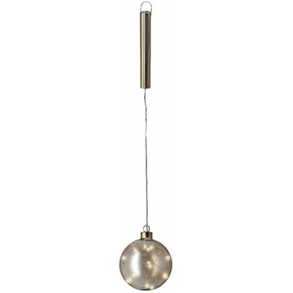 Glasvedhæng - KAEMINGK - Batterikugle 10 cm - 15 varme hvide microleds - Rav - Jul Bärnsten