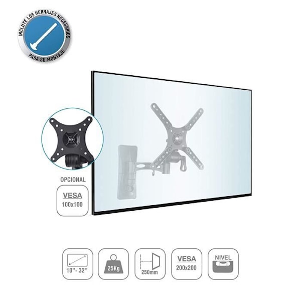 Tm Electron TMSLC272 Support Mural Universel til fjernsyn Sort 1235