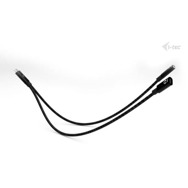 USB-C splitter - I-TEC - Audio Data Power Delivery 100W - Hurtig opladning - 480Mbps - Sort