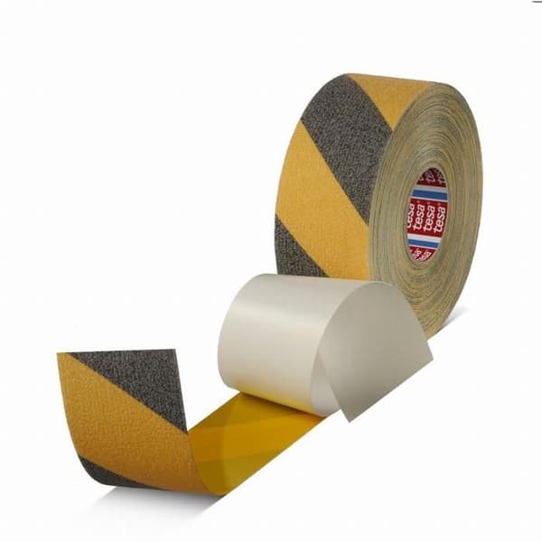 Antiskrid tape - TESA - 50 mm x 15 m - Sort/gul - Multi-brug - Sikring af glatte overflader Sort/gul