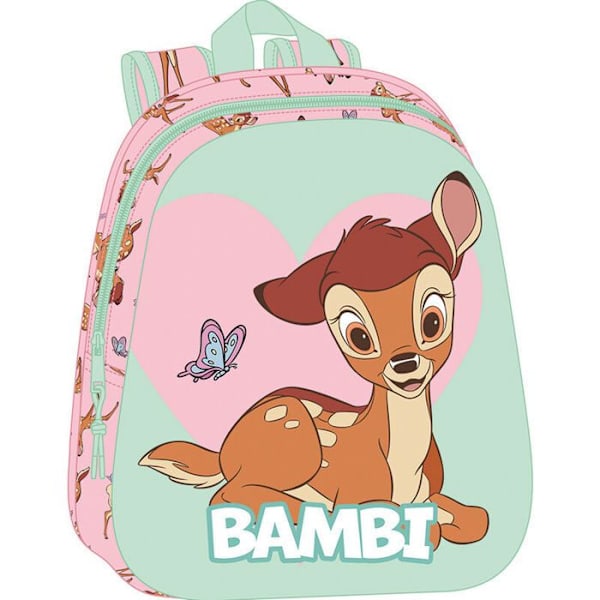 Barnryggsäck - Safta - Bambi 3D - 27x10x33cm - Termoformad design - Praktiska fickor rosa