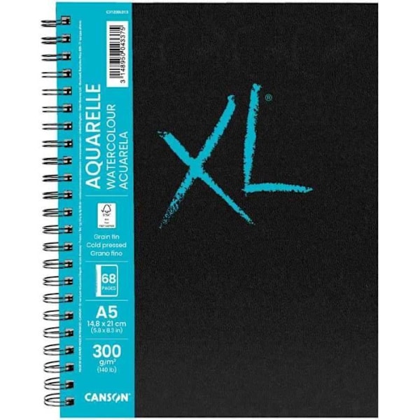 Tegning notesbog - CANSON - XL BOG VANDFARVE - A5 - 68 sider - Akvarel papir 300 g/m2