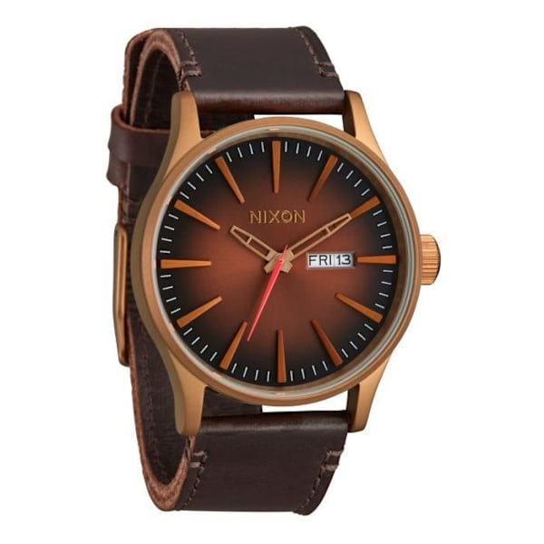 Klocka - Nixon - Sentry Leather - Läder - 100m vattentäthet - Chic stil Brons/svart