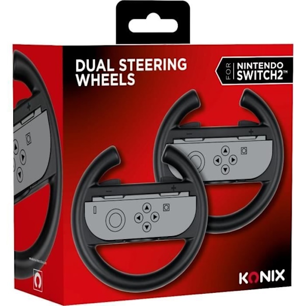 Paret av ratt - KONIX - För Joy-Con-kontroller Nintendo Switch 2 - Svart Svart