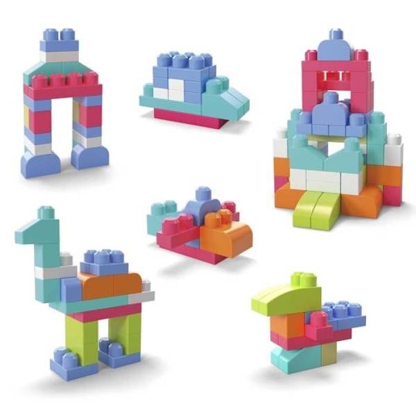 Mega Bloks - Medium Pink Bag 60 tegelstenar - Byggstenar - 12 månader och + DCH54 Flerfärgad