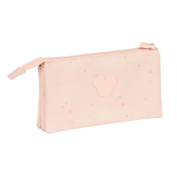 Blyantstiftetui - SAFTA - Minnie Mouse - Rosa - 3 rum - Lynlås Flerfärgad
