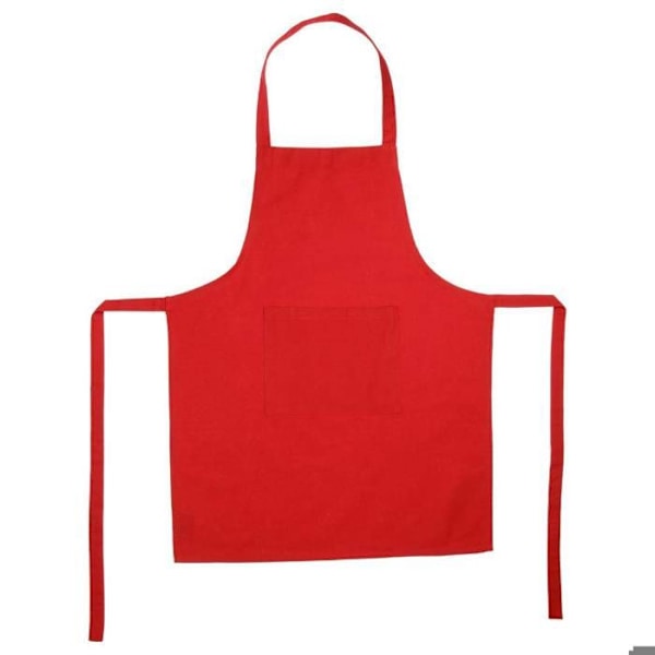 Forklæde - Uni - Rød - 100% bomuld - 60x80 cm - Integreret lomme Röd