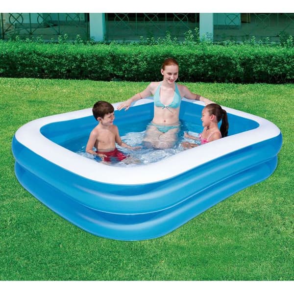 Børneopblæsning swimmingpool - Bestway - Rektangulær - 201 x 150 x 51 cm - Blå