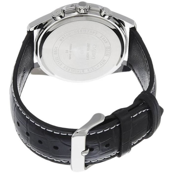 Ur - Casio - MTP-1375L-1AVDF - Quartz - Kalveskind - 42 mm Sort Sort, Sølv