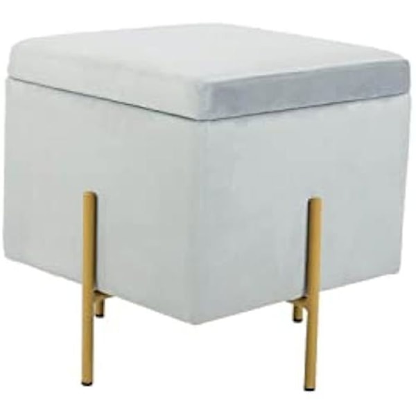 Fotpall - DKD Home Decor - Standard - Grå - Polyester - Metall grå