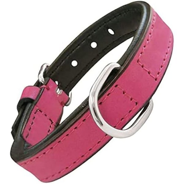 Krage - GLORIA - Pälskrage Vaddering - Rosa läder - Justerbar - Storlek Medium Rosa
