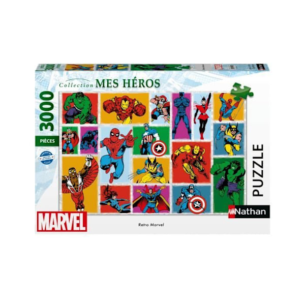 Pussel 3000 bitar Retro Marvel, Vuxna och barn från 14 år, Pussel av hög kvalitet, Samling Mina Hjältar, 12001549, Nathan