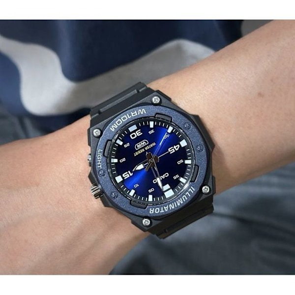 Casio Herre sportur, Blå skive med lysknap - Armbånd i resin
