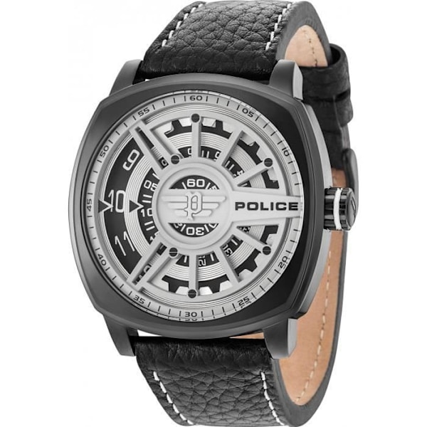 Ur - POLICE - SPEED HEAD PL15239JSB.01 - Sort læder - Mineralglas - Analog Quartz Svart vit