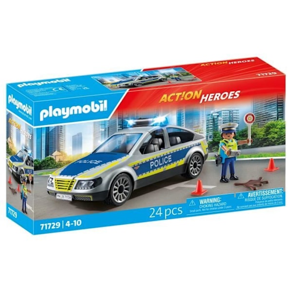 PLAYMOBIL 71729 Poliisiauto sireenillä ja vilkkuvalolla, Action Heroes, Poliisit, 24 osaa, Alkaen 4 vuotta Flerfärgad