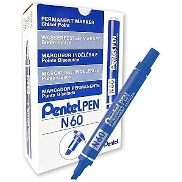 Pentel Industrial Marker med aluminiumkropp och mejselspets Lämplig för nästan alla ytor. Färg: blå. - blå