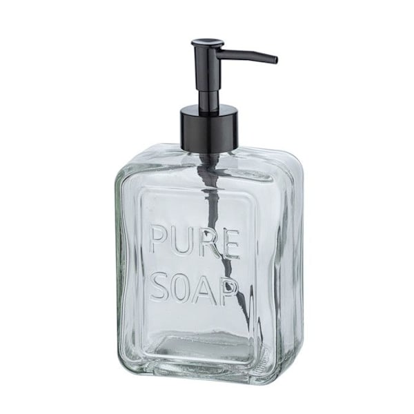 WENKO Dispenser för flytande tvål "Pure Soap", Kapacitet 550 ml, dispenser för flytande tvål, 9,5x20x6 cm, transparent Transparent