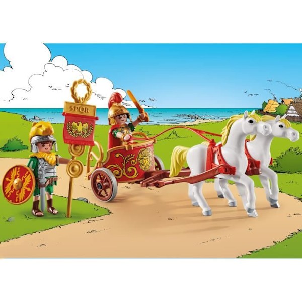 PLAYMOBIL 71543 Roomalainen soturi ja hevoset, Asterix, Sarjakuvan hahmo, Mukana 2 hahmoa, joista Brutus, 31 kappaletta, Alkaen 5 vuotta Flerfärgad