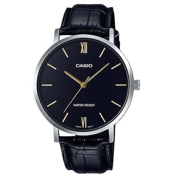 Kvartsklocka - CASIO - 391767 - Läder - Analog - 3 ATM vattentät grå