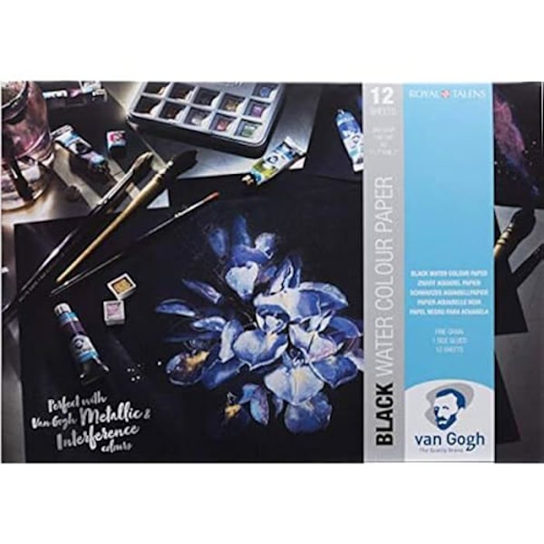 Akvarelpapir - VAN GOGH - A3 - Sort - 360 g/m² - 12 ark Svart papper