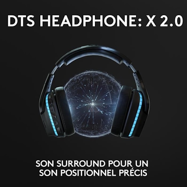 Trådløst Gaming Headset - LOGITECH G - G935 LIGHTSYNC - 7.1 Surround Sound - Vippemikrofon - Til PC/MAC/PS4/NINTENDO Switch - Sort
