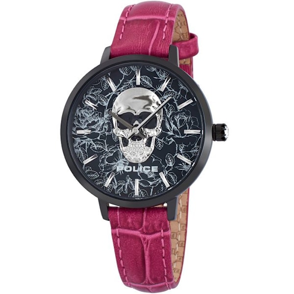 Dameur - Police - PL16032MSB.02 - Sort læder - Vandtæthed 3 ATM - Chic stil rosa