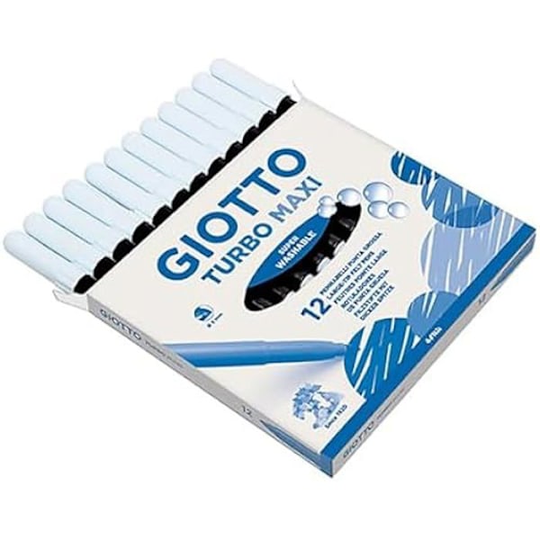 Giotto Turbo Maxi Markers - FILA - 12 dele - Polyesterspids - Vaskbar blæk - Ventileret hætte