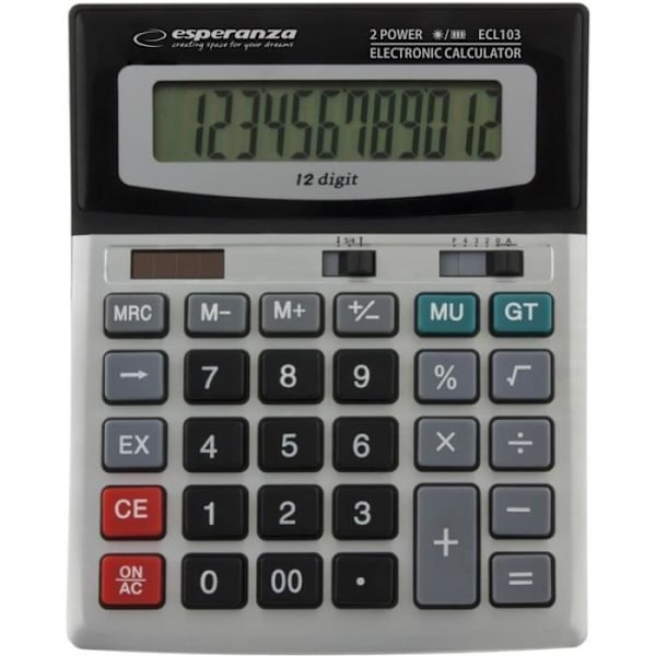 Elektronisk lommeregner - ESPERANZA - ECL103 - Kontor - Grå - Batteri Sort, Grå