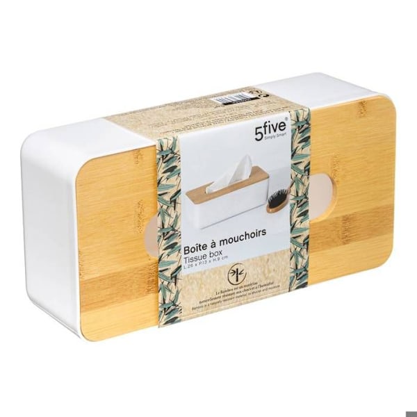 Tissue box - Vit modell - Bambu lock - Skandinavisk design - Mått 26x13x8 cm Vit