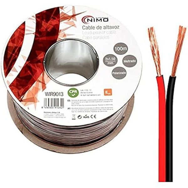 NIMO Højttalerkabel - Højttalerledning - 2 x 1,5 mm - Lyd