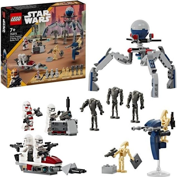 LEGO® 75372 Star Wars -kloonisotilaat ja taisteludroidit -taistelupaketti, lelu pikapyörällä ja minihahmolla Flerfärgad