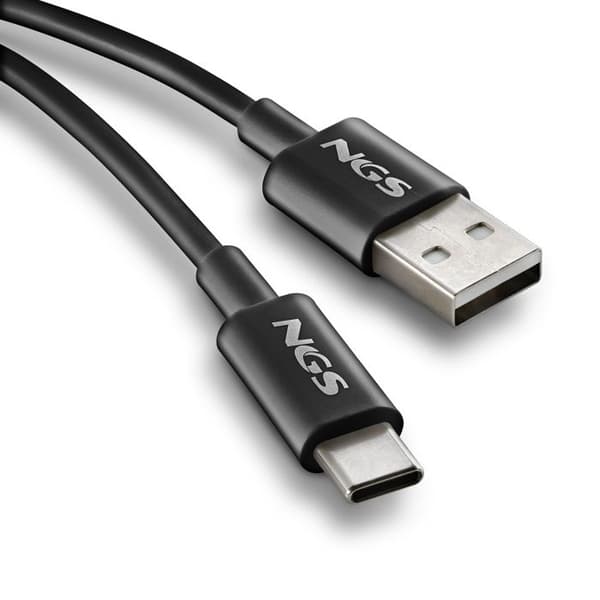 USB-A:sta USB-C:hen latauskaapeli - NGS - ZYRO-AC MUSTA - 1 m - 15W - 480 Mbps