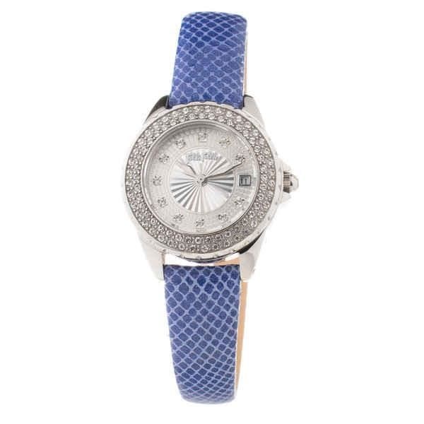 Kvinnotime - Folli Follie - WF1A006STZ - Läder - Kvarts - Ø 30 mm Blå, Silver