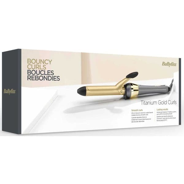 BaByliss - 2524TE - Titanium Gold Krøllejern 25mm til Definerede Krøller Sort og guld