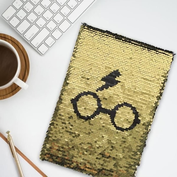 Notebooks - CERDA - Harry Potter - Black and Gold Sequins - A5 Size - Blank Pages Svart och guld