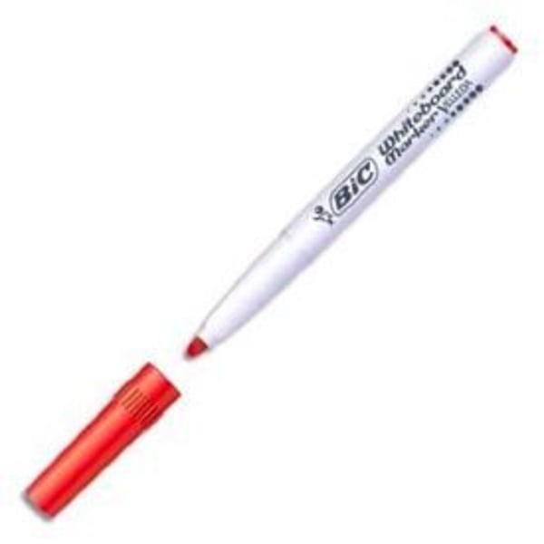Tør slette markører - BIC Velleda - 1741 - Bullet tip - Rød keton blæk Röd
