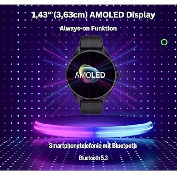 Älykello - BEAFON - 402 - AMOLED-näyttö 1,43 tuumaa - Bluetooth 5.3 - IP67 Sort